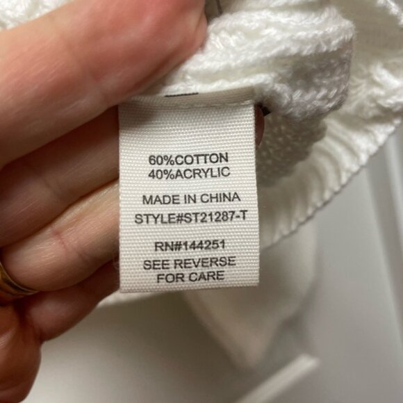 moon & madison SALTY  Sz Small Cream Sweater with Blue Script Bell Bell Sleeve - Picture 8 of 9